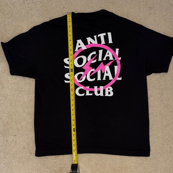 Anti Social Social Club x Fragment Design Pink Bolt Tee Black XL - Picture 7 of 7